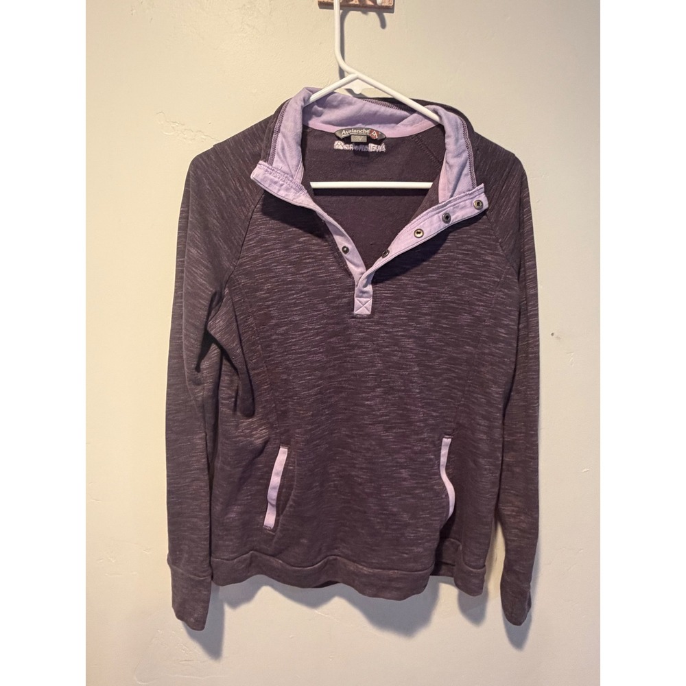 Avalanche Purple Space Dye Snap Neck Pullover Sweatshirt Womens Large